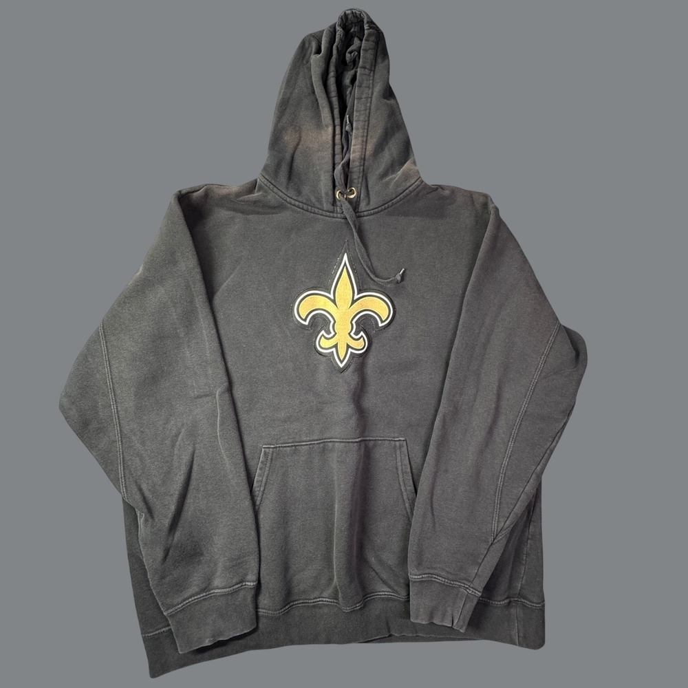 New Orleans Saints NFL Team Apparel Hoodie Mens XL Black Gold Fleur De Lis